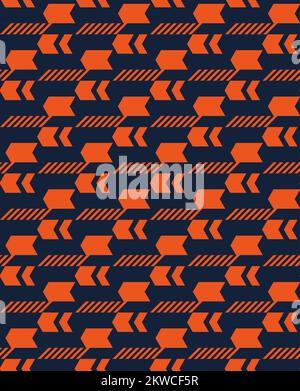 Seamless plaid pattern with arrows, warm orange Stock Vector
