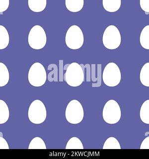 Seamless vector Happy Easter pattern. White color Eggs on very peri background. Delicate symbol of spring holiday. Festive minimalistic illustration. Stock Vector