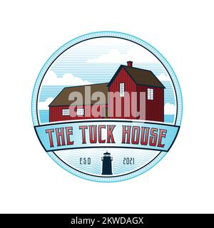lighthouse emblem logo label vintage style Stock Vector