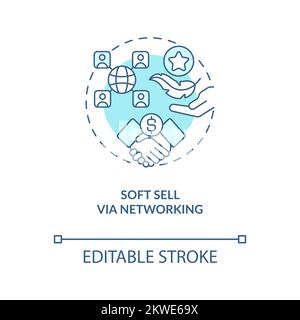 Soft sell via networking concept turquoise icon Stock Vector
