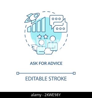 Ask for advice concept turquoise icon Stock Vector