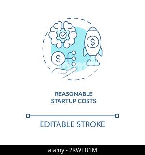 Reasonable startup costs concept turquoise icon Stock Vector