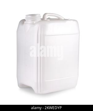 The Canister with a liquid substance isoilated on white Stock Photo