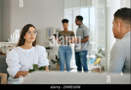 Coworking, planning and business people meeting, creative collaboration and marketing communication. Teamwork, busy and employees talking about Stock Photo