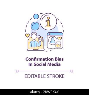 Confirmation bias in social media turquoise concept icon Stock Vector ...