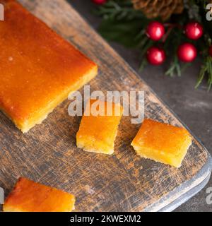 Turron de yema or Burnt egg yolk nougat, delicious and famous Christmas sweet. Stock Photo