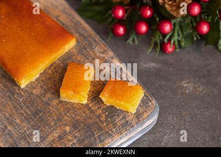Turron de yema or Burnt egg yolk nougat, delicious and famous Christmas sweet. Stock Photo