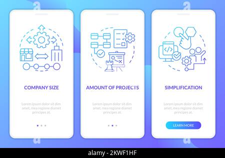 Picking release management tools blue gradient onboarding mobile app screen Stock Vector