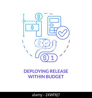 Deploying within budget blue gradient concept icon Stock Vector