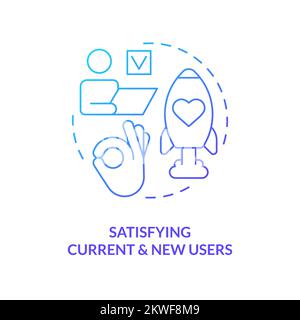 Satisfying current and new users blue gradient concept icon Stock Vector