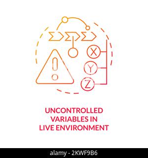 Uncontrolled variables in live environment red gradient concept icon Stock Vector