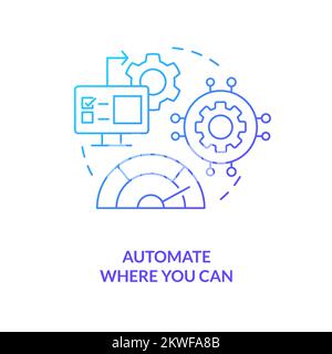 Automation impact on speed blue gradient concept icon Stock Vector
