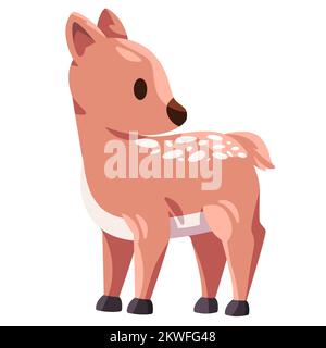 Bambi standing adorable baby deer in brown color cute young animal illustration Stock Vector