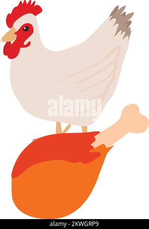 Chicken meat icon isometric vector. Fried bird leg on background of chicken icon. Food, meat theme Stock Vector