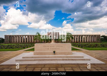 TAUKKYAN, MYANMAR - OCTOBER 20, 2015: Taukkyan War Cemetery dedicated to allied losses during WWII. Stock Photo