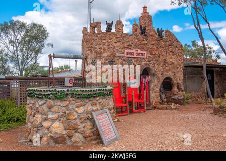 The Ridge Castle in the opal mining town of Lightning Ridge in outback New South Wales, Australia is both a working mine and rentable accommodation Stock Photo