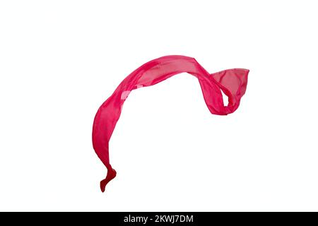 wavy red silk scarf isolated on white background. High quality photo Stock Photo