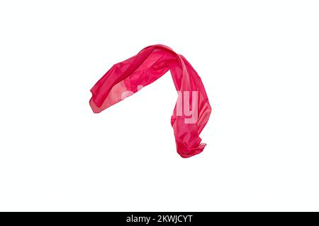 wavy red silk scarf isolated on white background. High quality photo Stock Photo