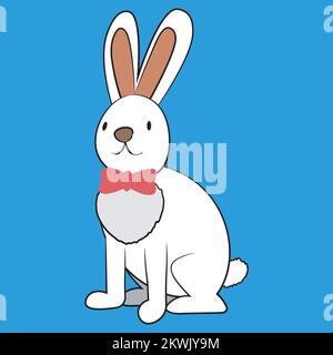 christmas character of rabbit with red bow Stock Vector
