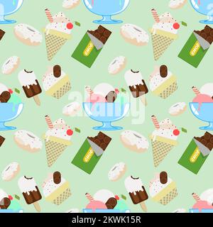 A paternal of sweets with frozen chocolate and donuts Stock Vector