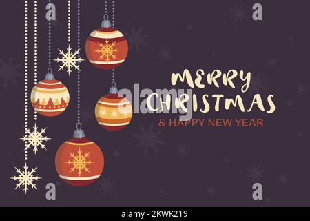 christmas dark blue background with christmas balls merry christmas Stock Vector