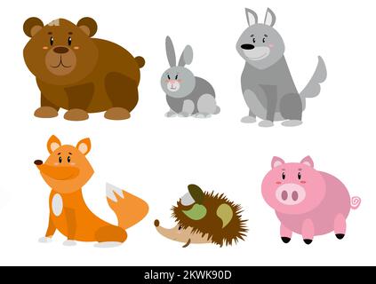 Funny animals for childrens illustrations for books  Stock Vector