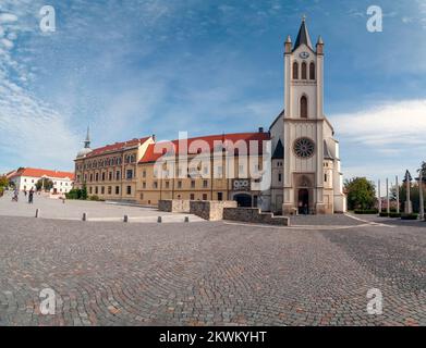 Our Lady of Hungary Church on the main square in the centre of  Keszthely, Hungary. Keszthely is a Hungarian city of 20,895 inhabitants located on the Stock Photo