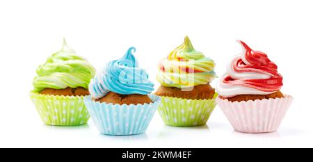 Colorful cupcakes. Isolated on white background Stock Photo