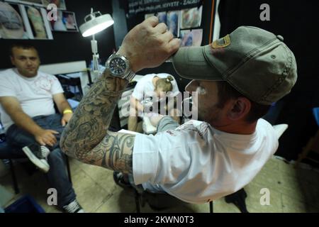 18.05.2013., Zagreb, Croatia - Tatto & piercing studio 'Zagreb' after 20 years of their work organised first Croatian Tattoo convention. Photo: Robert Anic/PIXSELL Stock Photo