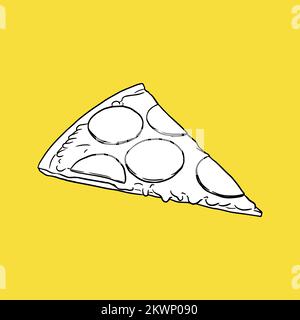 Detailed Retro Drawing Pizza Slice. - Vector. Vector illustration Stock Vector