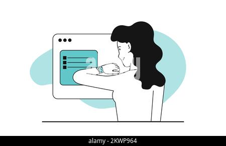 Time management vector concept illustration. Business control and deadline plan schedule. Work clock and success job strategy. Optimization productivi Stock Vector