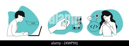 Project finalization vector concept illustration. Final work and management development company. Deadline planning and software finish. Marketing supp Stock Vector