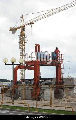 17.01.2014., Sibenik, Croatia - Construction of a new pier for large ships and cruise ships in Sibenik is in full swing. It is also one of the major investments in Sibenik-Knin County. Photo: Hrvoje Jelavic/PIXSELL Stock Photo