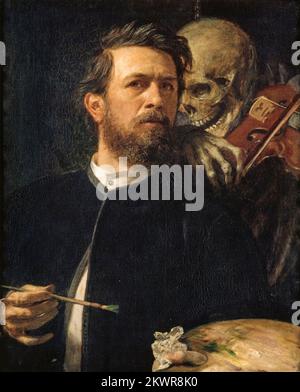 Arnold Böcklin (1827-1901), Self-Portrait with Death Playing the Fiddle, painting in oil on canvas, 1872 Stock Photo