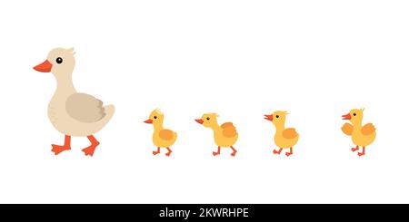 Illustration of a mother duck with her ducklings Stock Vector Image ...