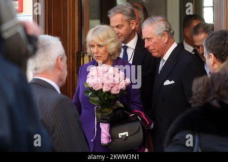 14.03.2016., Zagreb, Croatia - British Crown Prince Charles and his wife Camilla, the Duchess of Cornwall, are visiting Croatia as part of a regional tour that will include Serbia, Montenegro and Kosovo. They visited the historic Upper Town and restoration of buildings that were damaged during bombing in 1991.   Stock Photo