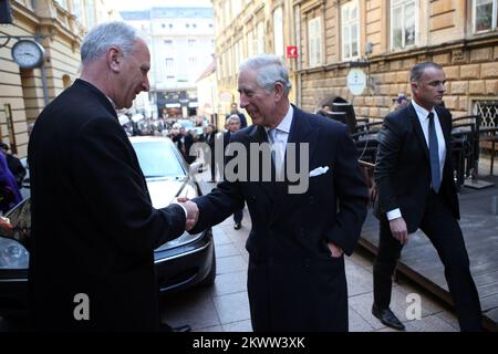 14.03.2016., Zagreb, Croatia - British Crown Prince Charles and his wife Camilla, the Duchess of Cornwall, are visiting Croatia as part of a regional tour that will include Serbia, Montenegro and Kosovo. They visited the historic Upper Town and restoration of buildings that were damaged during bombing in 1991.   Stock Photo