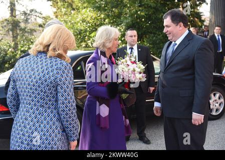 14.03.2016., Zagreb, Croatia - British Crown Prince Charles and his wife Camilla, the Duchess of Cornwall, are visiting Croatia as part of a regional tour that will include Serbia, Montenegro and Kosovo. They are officially welcomed by President Kolinda Grabar-Kitarovic at Presidential Palace.   Stock Photo