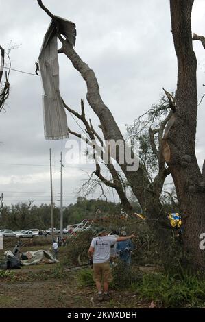 Severe Storms and Tornadoes,  Lady Lake, Fla., February 3, 2007   Debris was strewn about by the tornadoes that struck Central Florida last night. FEMA has begun its initial response to the disaster. Mark Wolfe/FEMA.. Photographs Relating to Disasters and Emergency Management Programs, Activities, and Officials Stock Photo