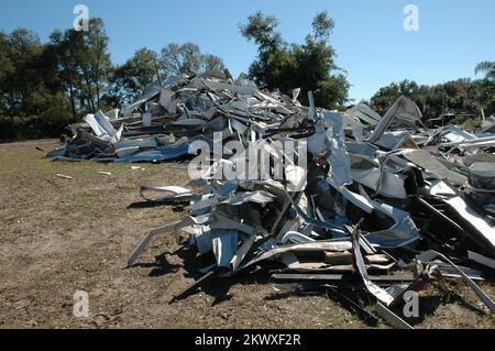 Severe Storms and Tornadoes,  Lady Lake, Fla., February 6, 2007   Debris from the recent tornadoes is piling up in this community. The tornadoes caused extensive damage to the Lady Lake area. Mark Wolfe/FEMA.. Photographs Relating to Disasters and Emergency Management Programs, Activities, and Officials Stock Photo