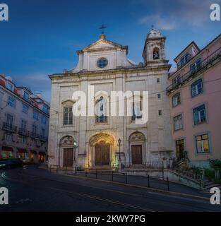 Church of the Magdalene (Igreja da Madalena) at night - Lisbon, Portugal Stock Photo