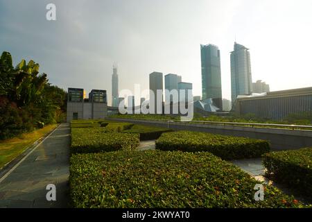 SHENZHEN - OCT 20: ShenZhen downtown on October 20, 2014 in Shenzhen, China. ShenZhen is regarded as one of the most successful Special Economic Zones Stock Photo