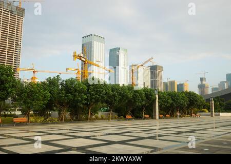 SHENZHEN - OCT 20: ShenZhen downtown on October 20, 2014 in Shenzhen, China. ShenZhen is regarded as one of the most successful Special Economic Zones Stock Photo