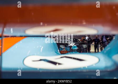 Ford GT40 is seen thru the wings of a car at the Motor Show in Geneva, Switzerland, CH, on March 7, 2017. (Photo by Saso Domijan) Stock Photo