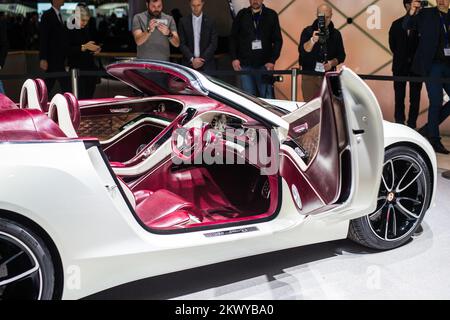 Bentley EXP 12 speed 6e concept car at the Motor Show in Geneva, Switzerland, CH, on March 7, 2017. (Photo by Saso Domijan) Stock Photo