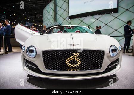 Bentley EXP 12 speed 6e concept car at the Motor Show in Geneva, Switzerland, CH, on March 7, 2017. (Photo by Saso Domijan) Stock Photo