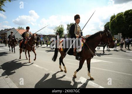 06.05.2017., Vukovar, Croatia - Ceremonial Sinjska alka will be held in Vukovar. Forearms will ride in honor of the Croatian defenders of Vukovar and the whole of Croatia. The winner of the Sinj alka in Vukovar will be given a commemorative gift and President of the Republic of Kolinda Grabar-Kitarovic. Photo: Petar Glebov/PIXSELL  Stock Photo