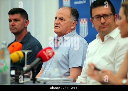 Assistant coach Ivan Maric, NK Rudes sports director and NK Rudes new tem manager Inaki Alonso attend news conference. Alonso is presented to the media as new team manager of the NK Rudes. NK Rudes will play in first Croatian football league in season 2017/18. Photo: Jurica Galoic/PIXSELL Stock Photo