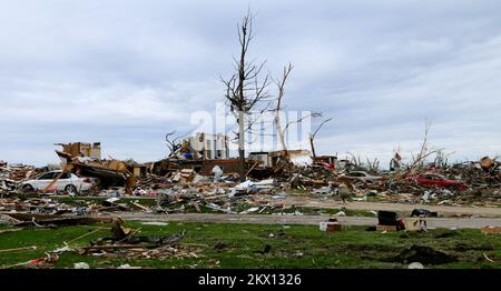 Severe Storms, Tornadoes, and Flooding,  Parkersburg, IA, May 28, 2008   Field full of debris in the aftermath of the EF-5 tornado that hit Parkersburg. Barry Bahler/FEMA.. Photographs Relating to Disasters and Emergency Management Programs, Activities, and Officials Stock Photo