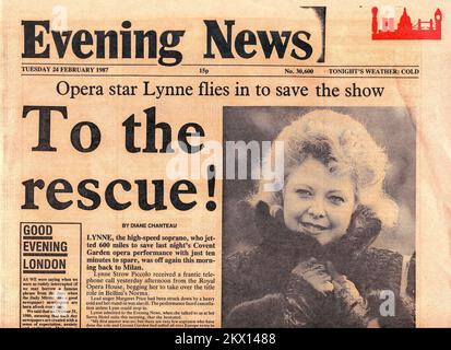 Relaunch issue of the (London) Evening News which was published on February 24, 1987 as a spoiler to rival the London Daily News which launched on the same day. The paper was merged back into the Evening Standard in October 1987. Stock Photo